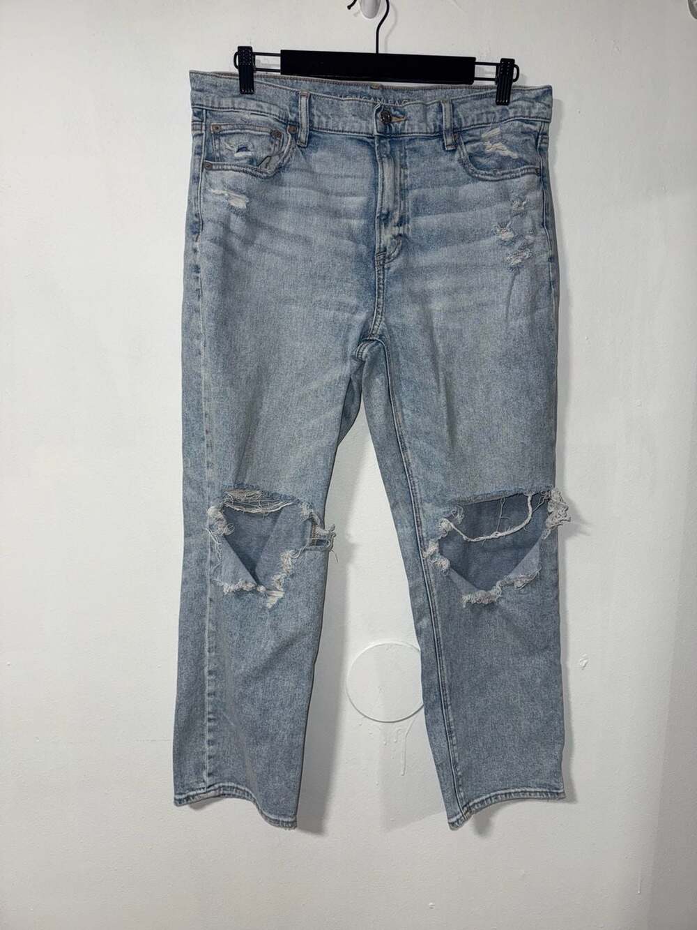 American Eagle Super High-Rise Ankle Straight Size 12 Regular Ripped Jeans